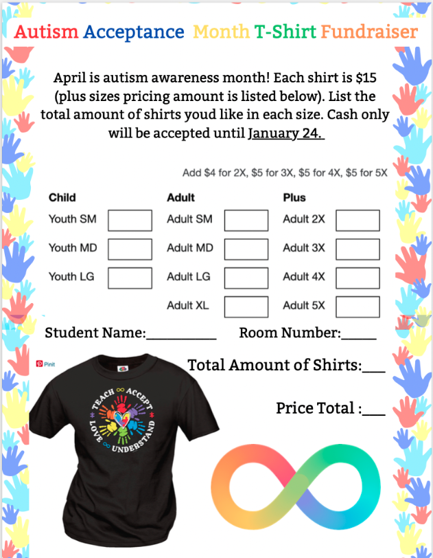 Autism Acceptance Month T-Shirt Fundraiser Flyer - English