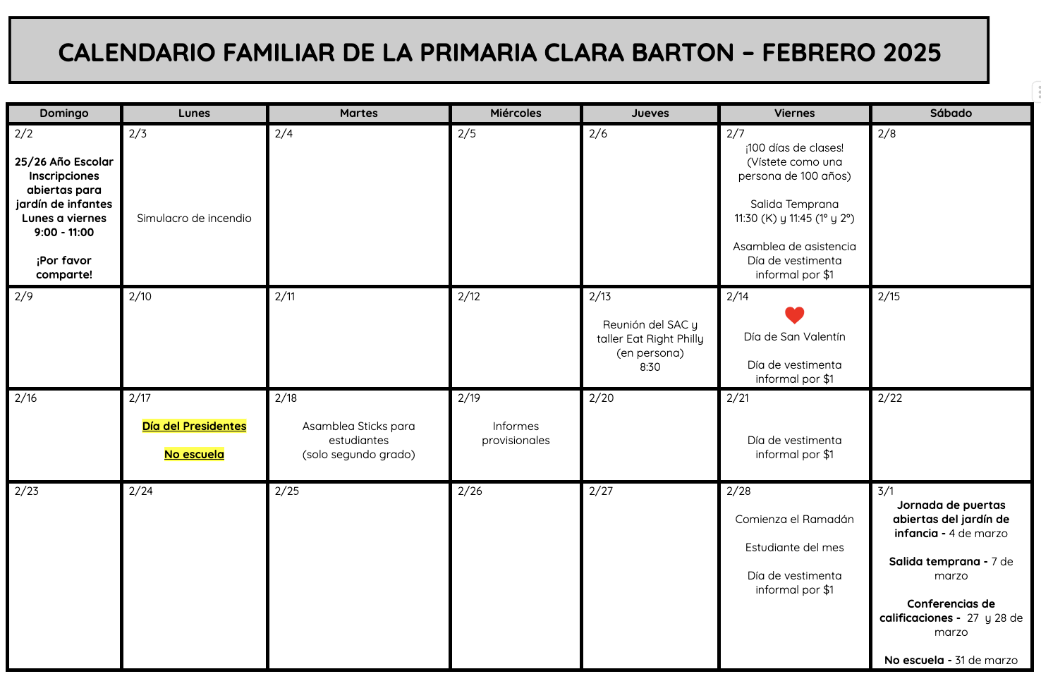 February 2025 Calendar - Spanish